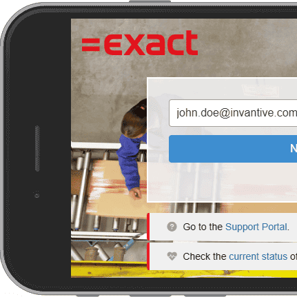 Aanmelden met uw Exact Online-aanmeldcode.